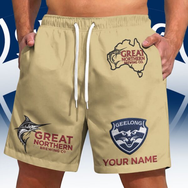 Geelong Cats AFL x Great Northern Beer Short Pants Custom Name Gifts For Fans - Limited Edition