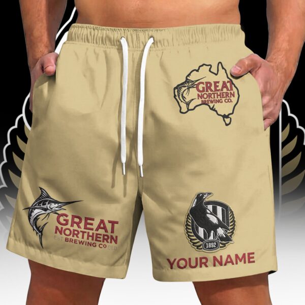 Collingwood Magpies AFL x Great Northern Beer Short Pants Custom Name Gifts For Fans - Limited Edition