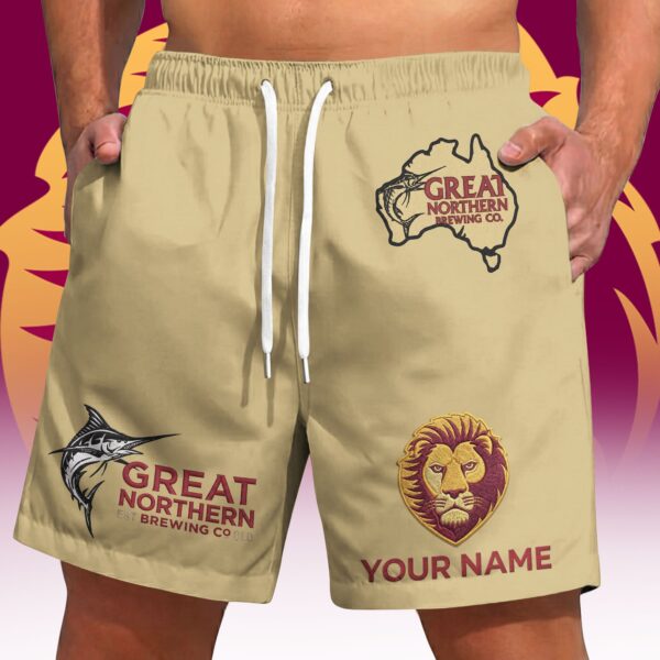 Brisbane Lions AFL x Great Northern Beer Short Pants Custom Name Gifts For Fans - Limited Edition
