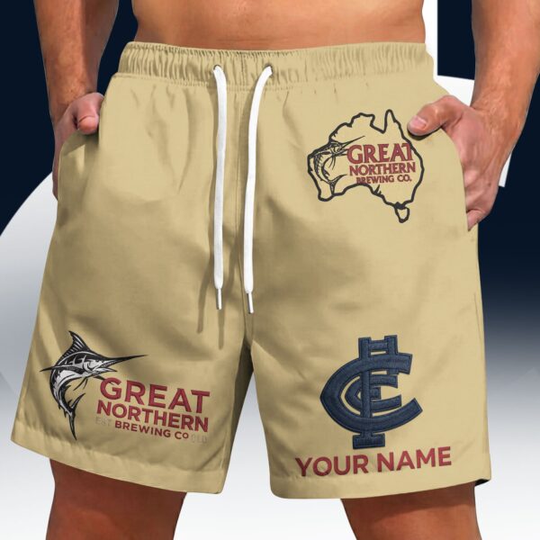 Carlton Blues AFL x Great Northern Beer Short Pants Custom Name Gifts For Fans - Limited Edition