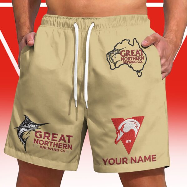 Sydney Swans AFL x Great Northern Beer Short Pants Custom Name Gifts For Fans - Limited Edition