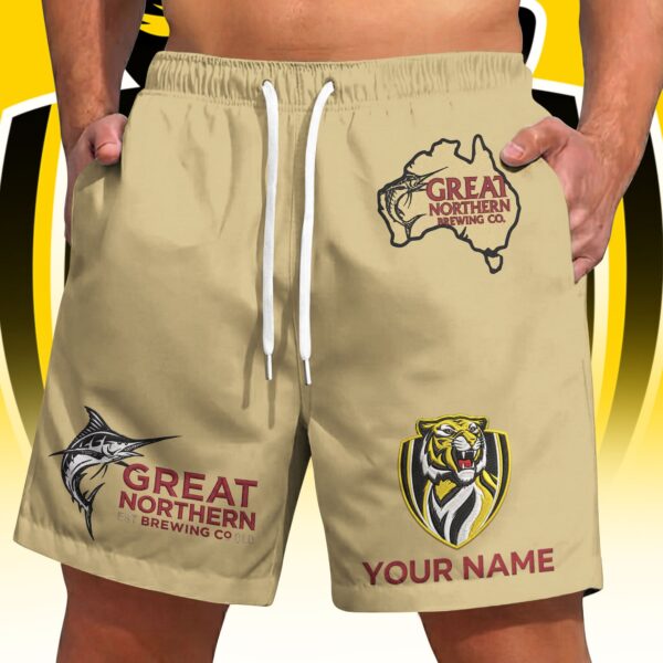 Richmond Tigers AFL x Great Northern Beer Short Pants Custom Name Gifts For Fans - Limited Edition