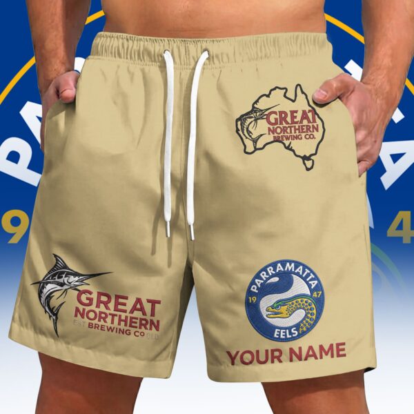 Parramatta Eels NRL x Great Northern Beer Short Pants Custom Name Gifts For Fans - Limited Edition