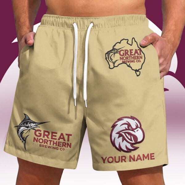Manly Sea Eagles NRL x Great Northern Beer Short Pants Custom Name Gifts For Fans - Limited Edition