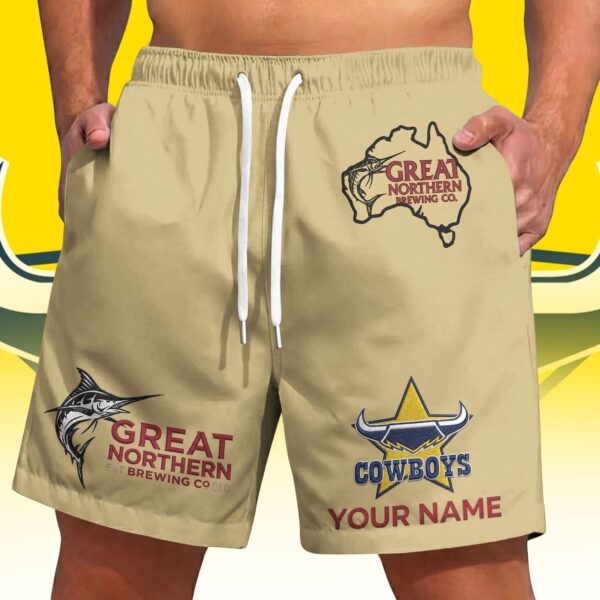 North QLD Cowboys NRL x Great Northern Beer Short Pants Custom Name Gifts For Fans - Limited Edition