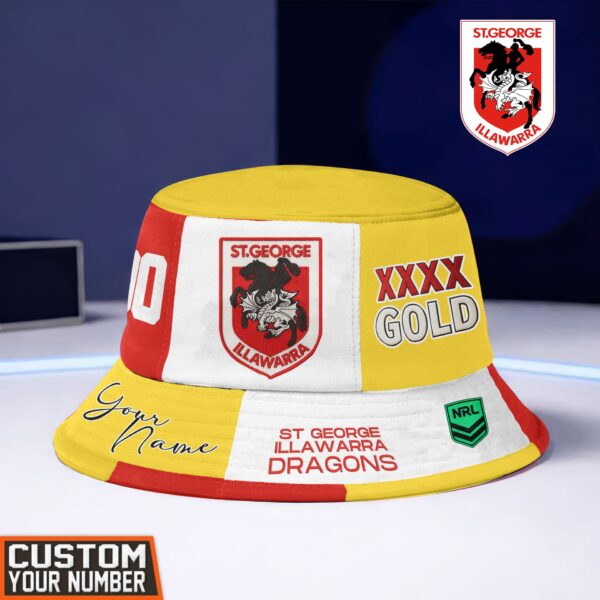 St. George Dragons NRL x XXXX Gold Beer Bucket Hat For Fans - Limited Edition
