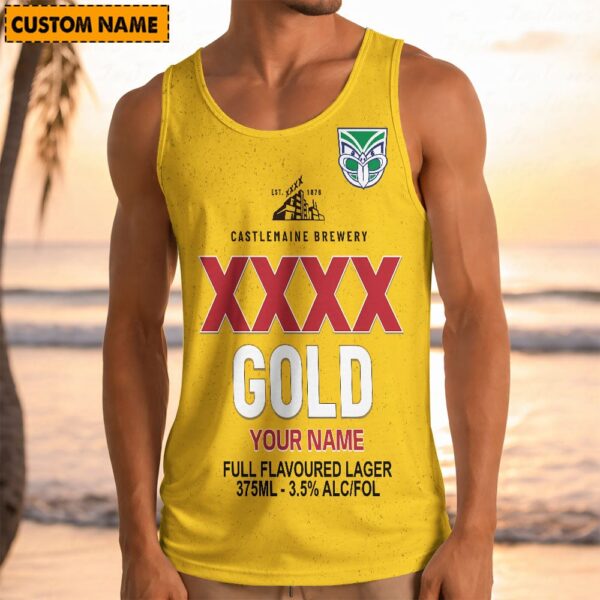 New Zealand Warriors NRL x XXXX Gold Beer Tank Top Personalized Gifts For Fans - Limited Edition