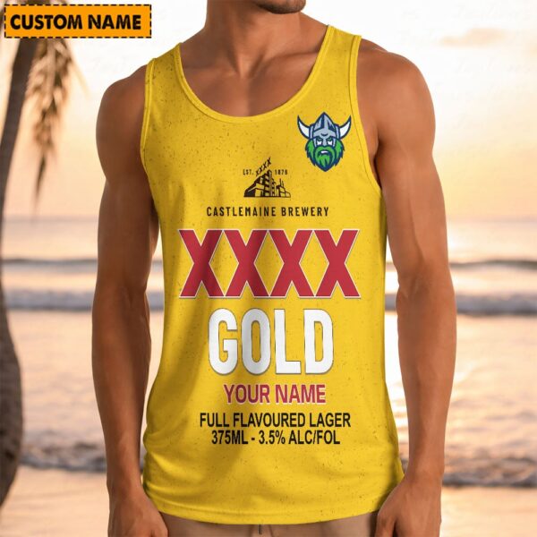 Canberra Raiders NRL x XXXX Gold Beer Tank Top Personalized Gifts For Fans - Limited Edition