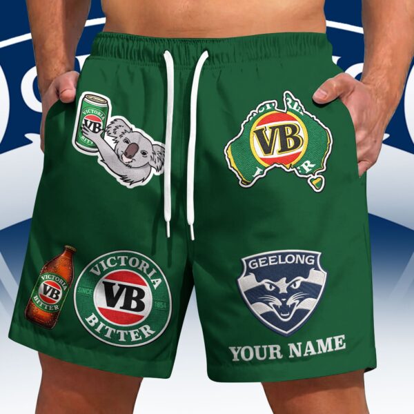 Geelong Cats AFL x Victoria Bitter Short Pants Custom Name Gifts For Fans - Limited Edition