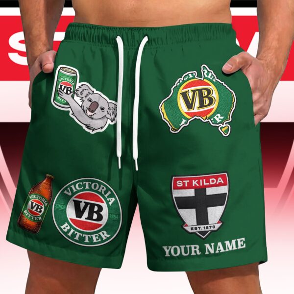 St Kilda Saints AFL x Victoria Bitter Short Pants Custom Name Gifts For Fans - Limited Edition