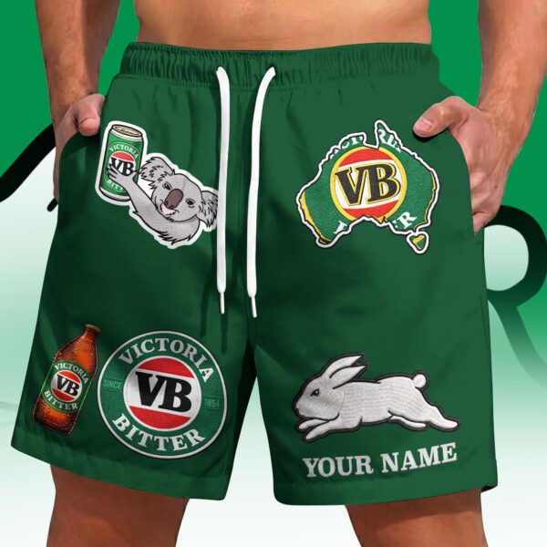 South Sydney Rabbitohs NRL x Victoria Bitter Short Pants Custom Name Gifts For Fans - Limited Edition