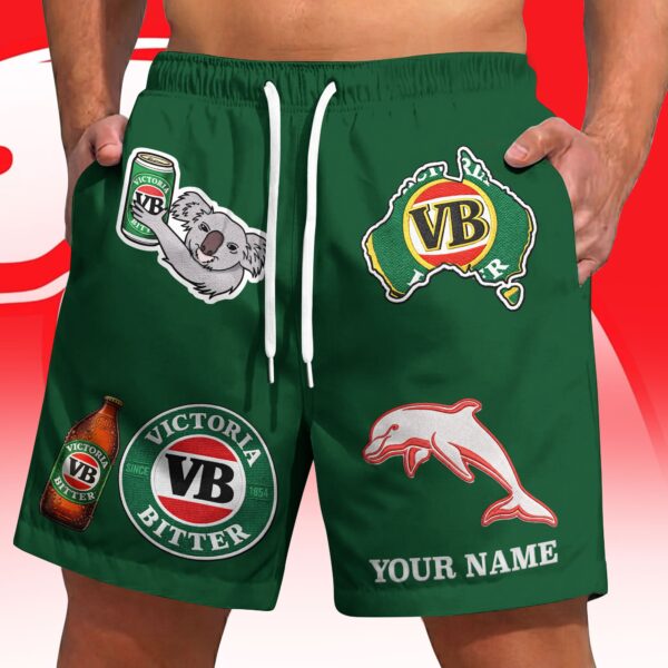 The Dolphins NRL x Victoria Bitter Short Pants Custom Name Gifts For Fans - Limited Edition