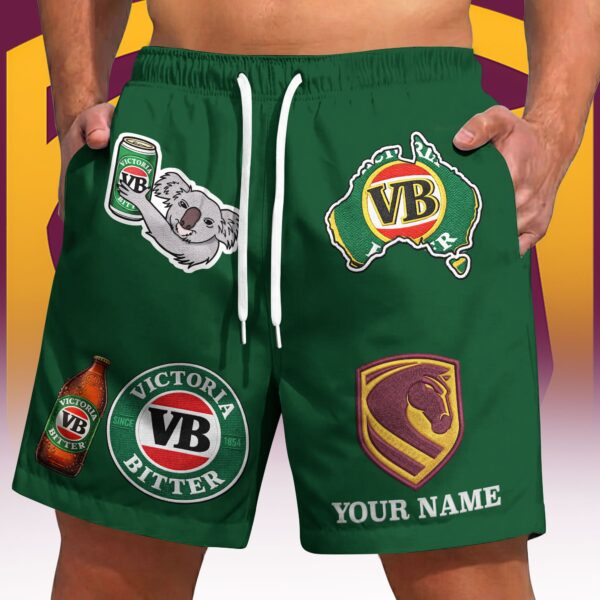 Brisbane Broncos NRL x Victoria Bitter Short Pants Custom Name Gifts For Fans - Limited Edition