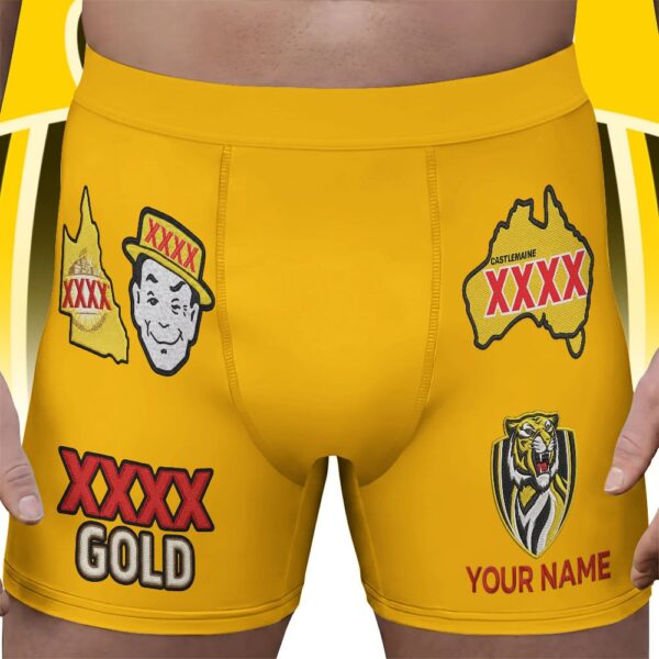 Richmond Tigers AFL x XXXX Gold x AFL Men's Boxer Brief Custom Name Gifts For Fans - Limited Edition