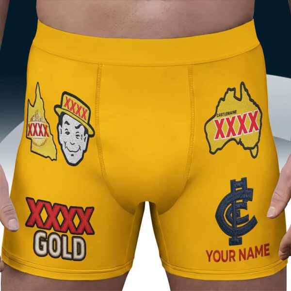 Carlton Blues AFL x XXXX Gold x AFL Men's Boxer Brief Custom Name Gifts For Fans - Limited Edition