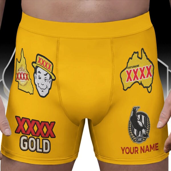 Collingwood Magpies AFL x XXXX Gold x AFL Men's Boxer Brief Custom Name Gifts For Fans - Limited Edition