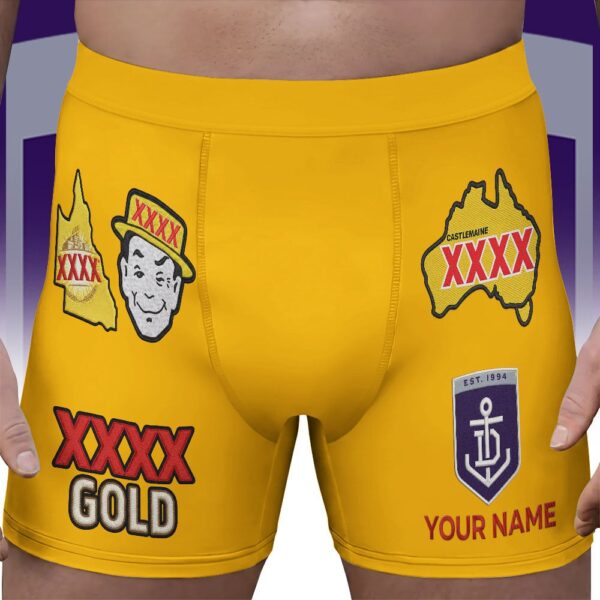 Fremantle Dockers AFL x XXXX Gold x AFL Men's Boxer Brief Custom Name Gifts For Fans - Limited Edition