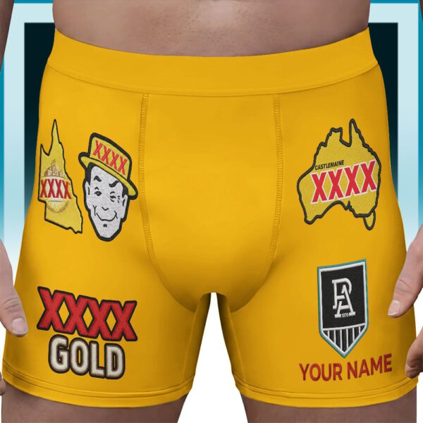Port Adelaide Power AFL x XXXX Gold x AFL Men's Boxer Brief Custom Name Gifts For Fans - Limited Edition