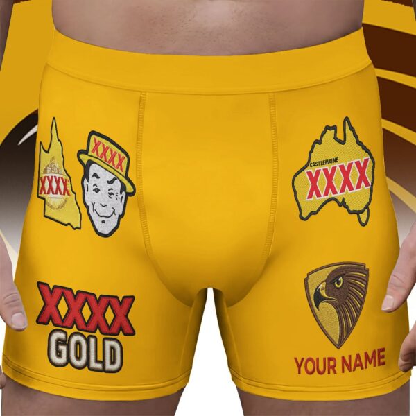 Hawthorn Hawks AFL x XXXX Gold x AFL Men's Boxer Brief Custom Name Gifts For Fans - Limited Edition