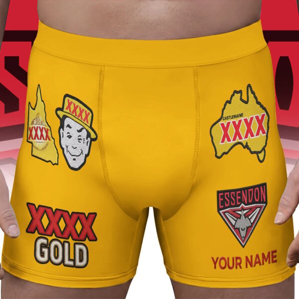 Essendon Bombers AFL x XXXX Gold x AFL Men's Boxer Brief Custom Name Gifts For Fans - Limited Edition