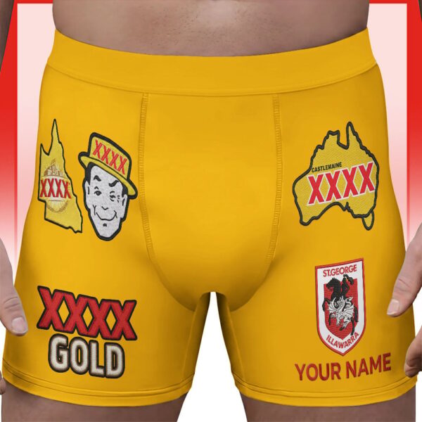 St. George Dragons NRL x XXXX Gold Men's Boxer Brief Custom Name Gifts For Fans - Limited Edition