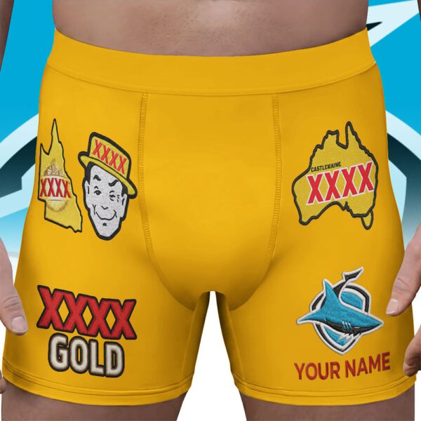 Cronulla Sharks NRL x XXXX Gold Men's Boxer Brief Custom Name Gifts For Fans - Limited Edition