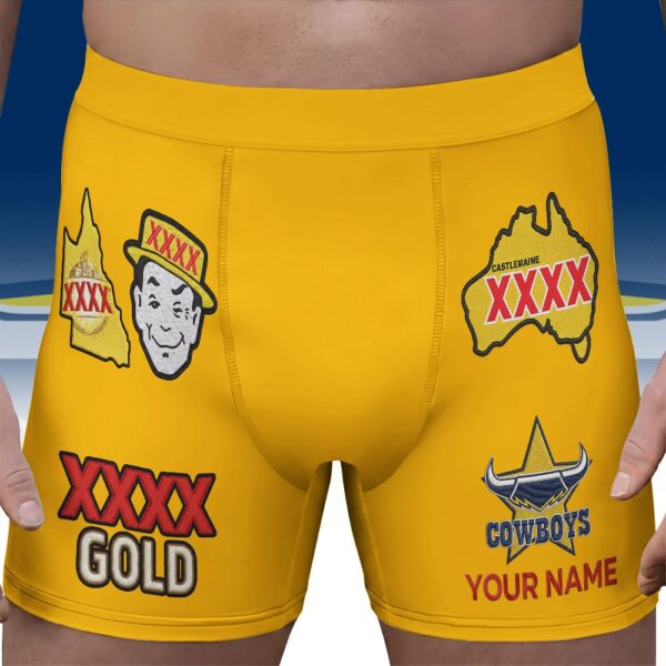 North QLD Cowboys NRL x XXXX Gold Men's Boxer Brief Custom Name Gifts For Fans - Limited Edition