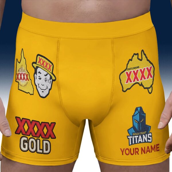 Gold Coast Titans NRL x XXXX Gold Men's Boxer Brief Custom Name Gifts For Fans - Limited Edition