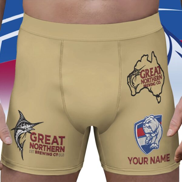 Western Bulldogs AFL x Great Northern Beer Men's Boxer Brief Custom Name Gifts For Fans - Limited Edition