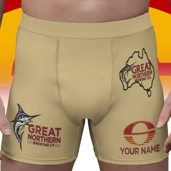 Gold Coast Suns AFL x Great Northern Beer Men's Boxer Brief Custom Name Gifts For Fans - Limited Edition