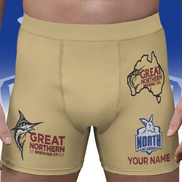 North Melbourne Kangaroos AFL x Great Northern Beer Men's Boxer Brief Custom Name Gifts For Fans - Limited Edition