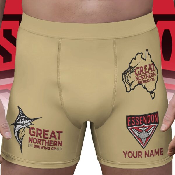 Essendon Bombers AFL x Great Northern Beer Men's Boxer Brief Custom Name Gifts For Fans - Limited Edition