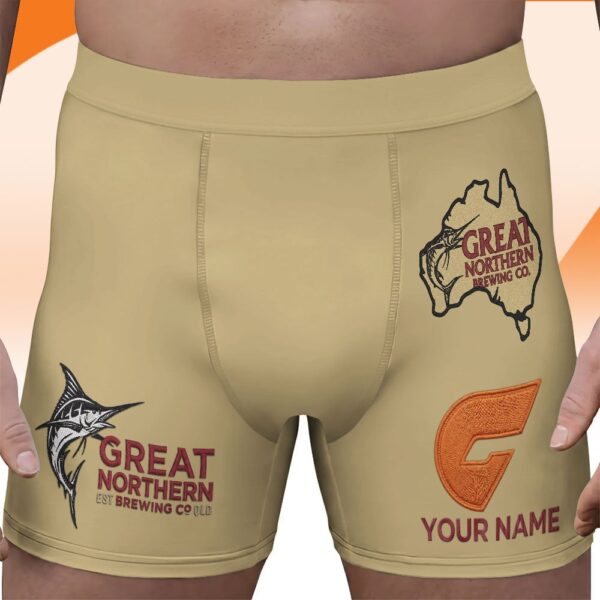 GWS Giants AFL x Great Northern Beer Men's Boxer Brief Custom Name Gifts For Fans - Limited Edition