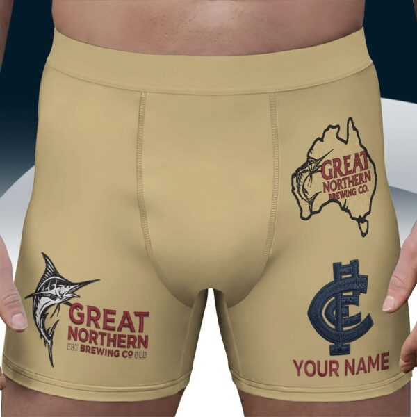 Carlton Blues AFL x Great Northern Beer Men's Boxer Brief Custom Name Gifts For Fans - Limited Edition