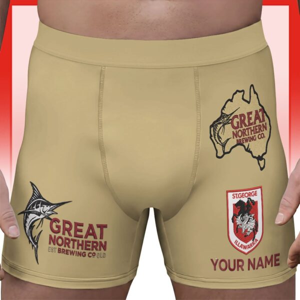 St. George Dragons NRL x Great Northern Beer Men's Boxer Brief Custom Name Gifts For Fans - Limited Edition