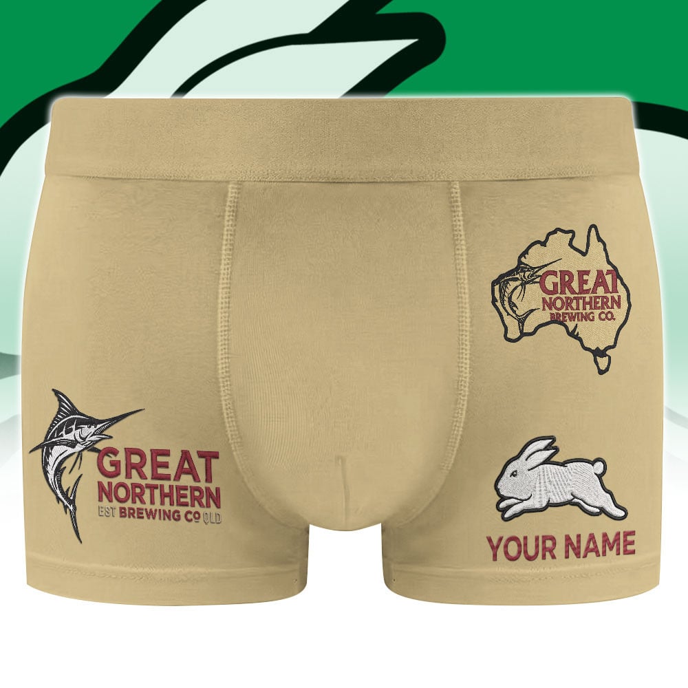 South Sydney Rabbitohs NRL x Great Northern Beer Men's Boxer Brief Custom Name Gifts For Fans - Limited Edition - Image 3