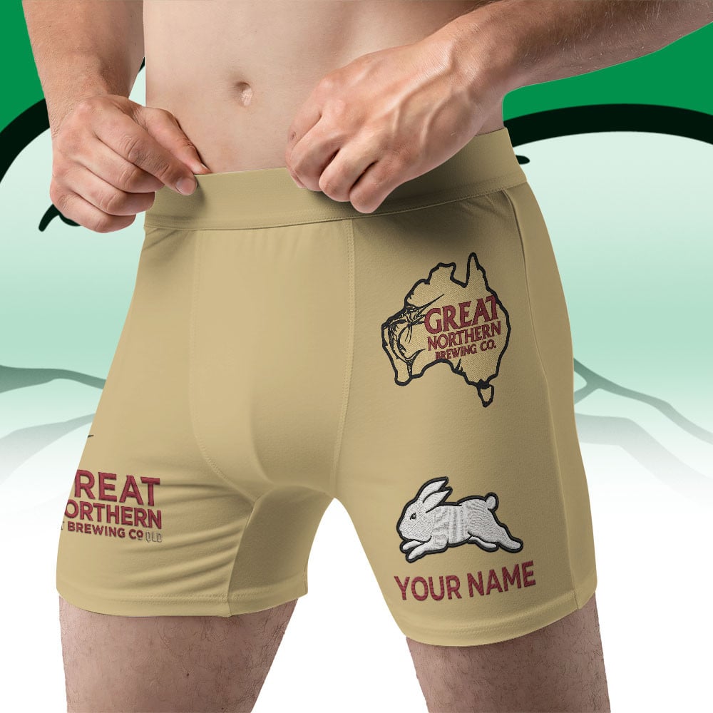 South Sydney Rabbitohs NRL x Great Northern Beer Men's Boxer Brief Custom Name Gifts For Fans - Limited Edition - Image 2