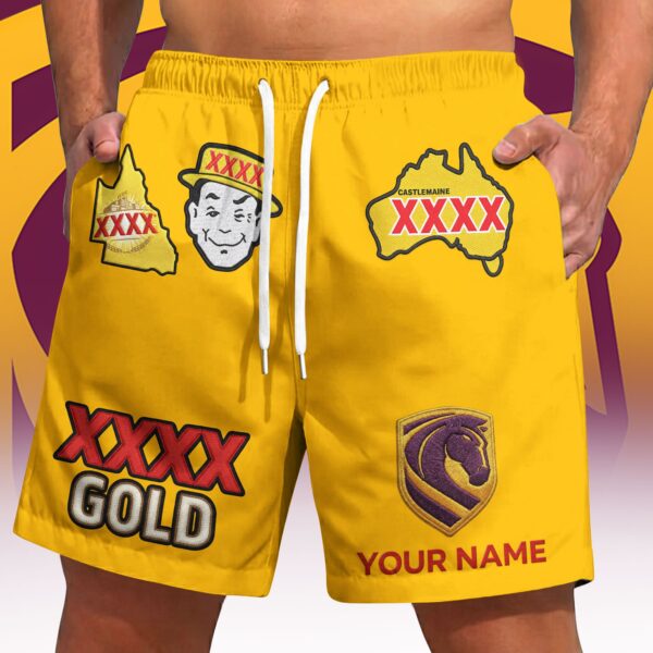 Brisbane Broncos NRL x XXXX Gold Short Pants Personalized Gifts For Fans - Limited Edition