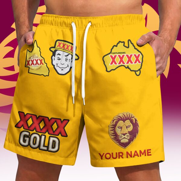 Brisbane Lions AFL x XXXX Gold Short Pants Personalized Gifts For Fans - Limited Edition