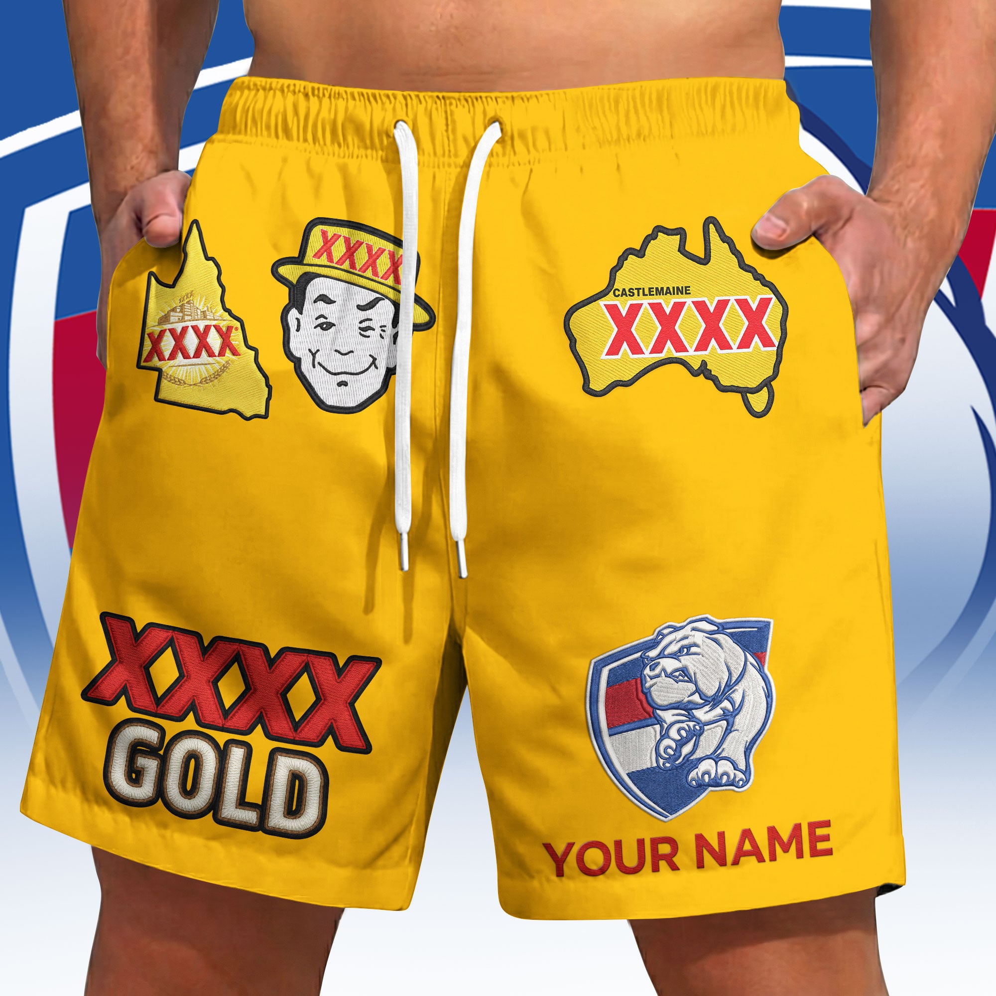 Western Bulldogs AFL x XXXX Gold Short Pants Personalized Gifts For Fans - Limited Edition