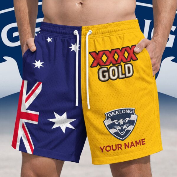 Geelong Cats AFL x XXXX Gold Australia Flag Short Pants Personalized Gifts For Fans - Limited Edition