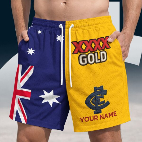 Carlton Blues AFL x XXXX Gold Australia Flag Short Pants Personalized Gifts For Fans - Limited Edition