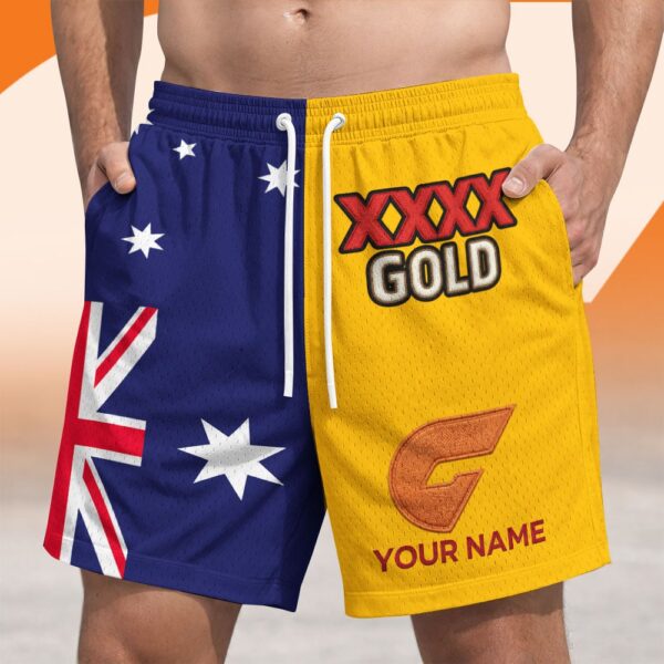 GWS Giants AFL x XXXX Gold Australia Flag Short Pants Personalized Gifts For Fans - Limited Edition