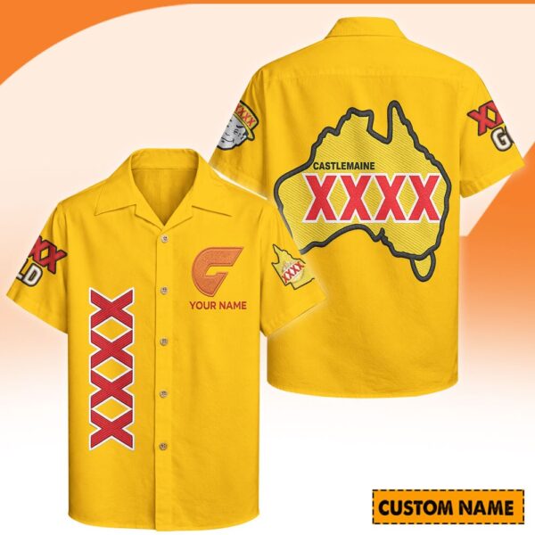 GWS Giants AFL x XXXX Gold Hawaiian Shirts Personalized Gifts For Fans - Limited Edition