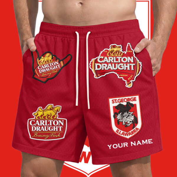 St. George Dragons NRL x Carlton Draught Short Pants Personalized Gifts For Fans - Limited Edition