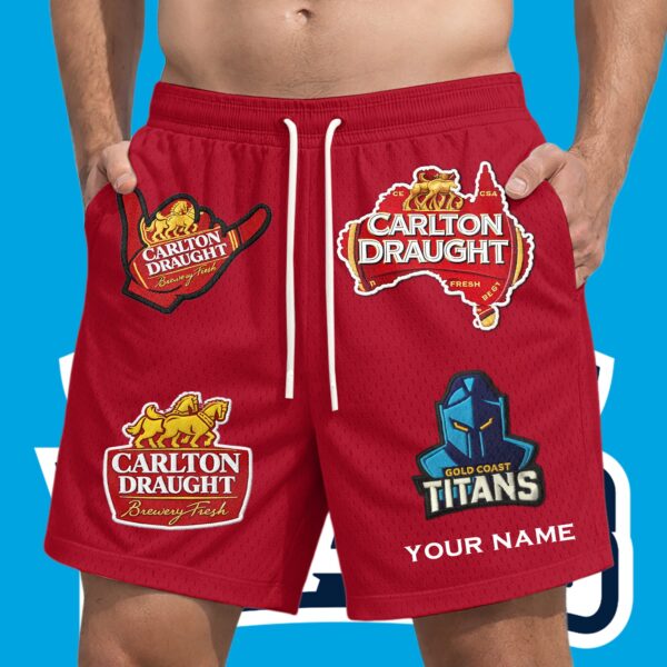 Gold Coast Titans NRL x Carlton Draught Short Pants Personalized Gifts For Fans - Limited Edition