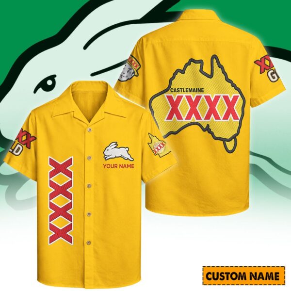 South Sydney Rabbitohs NRL x XXXX Gold Hawaiian Shirts Personalized Gifts For Fans - Limited Edition