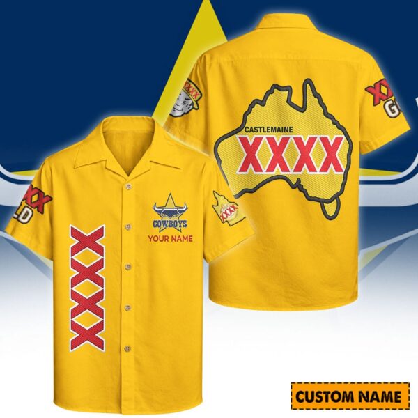 North QLD Cowboys NRL x XXXX Gold Hawaiian Shirts Personalized Gifts For Fans - Limited Edition