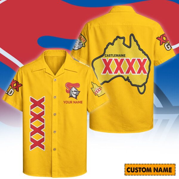 Newcastle Knights NRL x XXXX Gold Hawaiian Shirts Personalized Gifts For Fans - Limited Edition