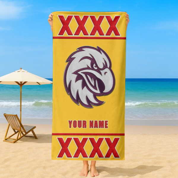 Manly Sea Eagles NRL x XXXX Gold Beer Beach Towel Custom Name For Fans - Limited Edition